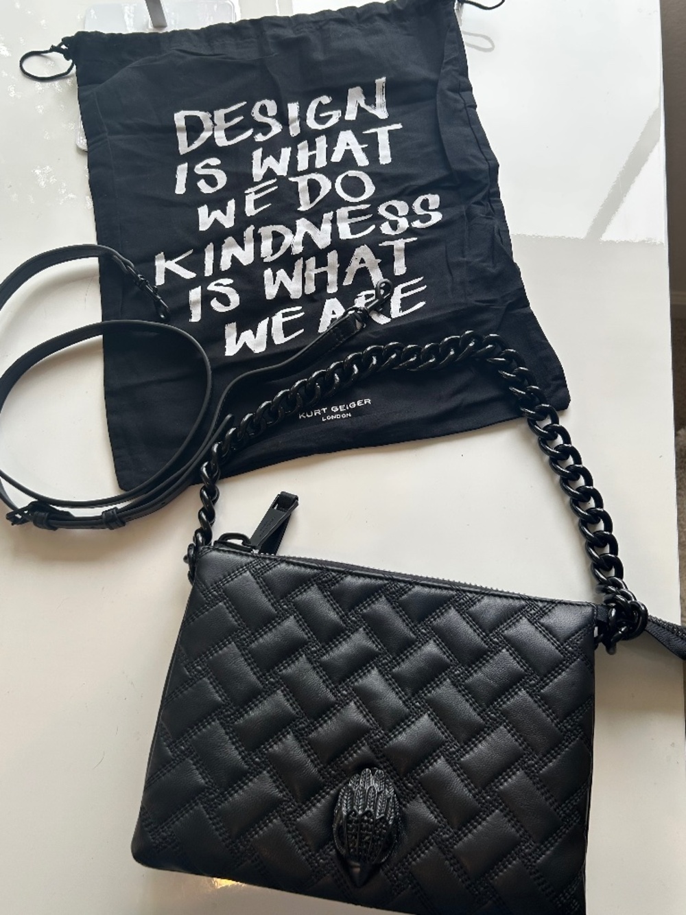KURT GEIGER Kensington Drench Black Pouch Bag NWOT - Picture 13 of 13